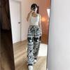 Elephant Pants Women Men Unisex Premium Japanese Silk Print Thailand Casual Streetwear Beach  Bohemian Retro Vintage Adjustable Rope Loose Legs