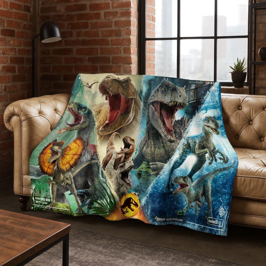 Classic Jurassic Park Dinosaur Movie Tyrannosaurus Rex Flannel Blanket,Cozy Soft Throw Blanket for Home Bedroom Bed Sofa Cover
