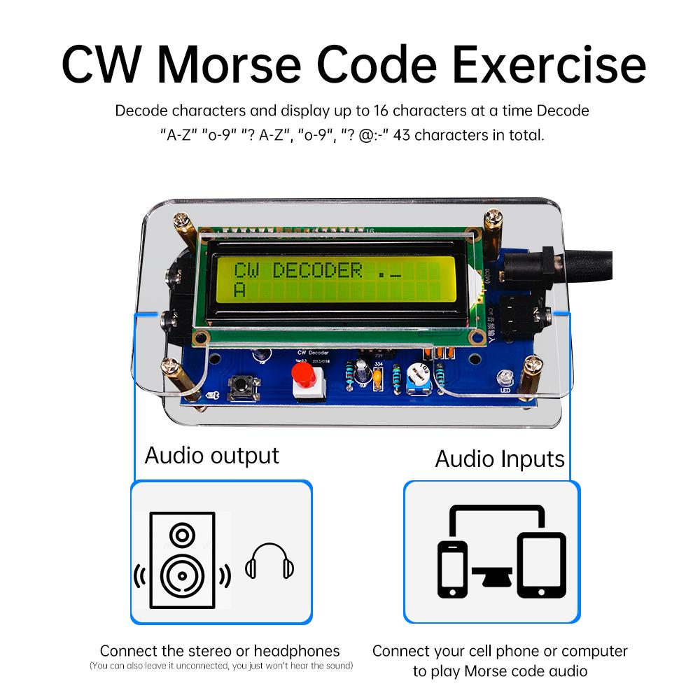 DC9V CW Morse Code Decoder Bulk Circuit Board Welding Practice DIY Electronic Manufacturing Kit US Plug