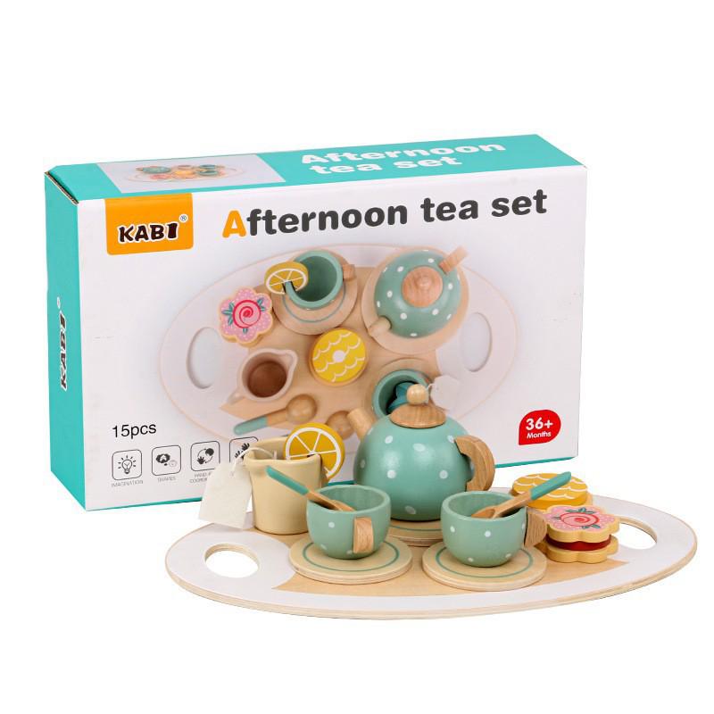 Child's Wooden Afternoon Tea Set: Pretend Play Toy for Social Skills