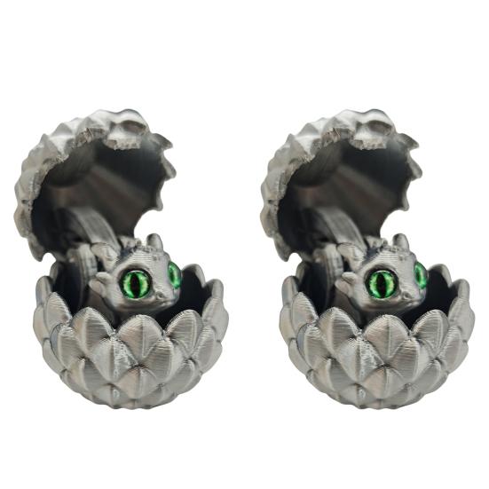 2Pcs 3D Printed Dragon Egg Figurine Movable Joints Dragon Figure Fidget Toy Dragon Egg with Articulated Dragon Inside Decoration Ornament