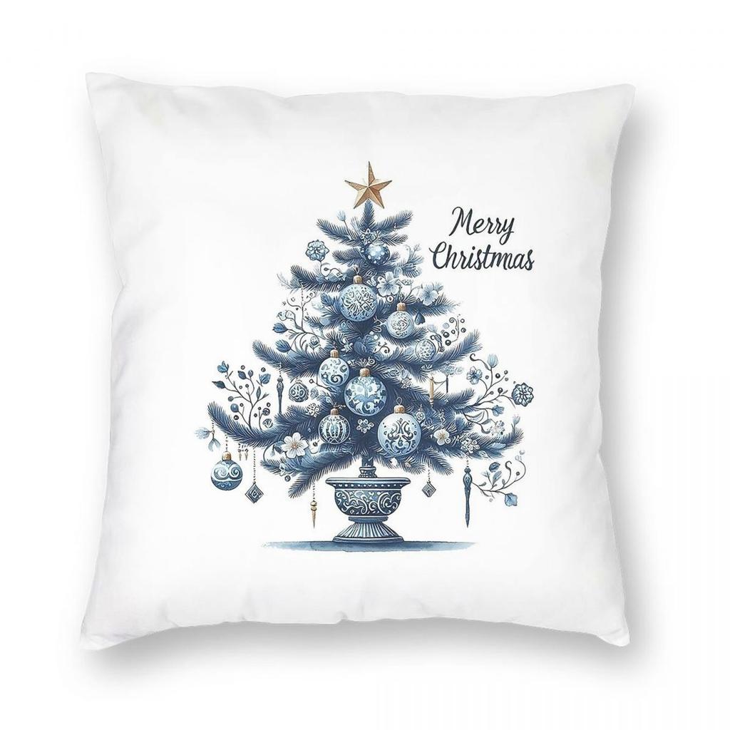 Chinoiserie Christmas Ginger Jar Square Pillowcase Polyester Linen Velvet Creative Zip Decorative Room Cushion Cover