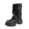 Internet celebrity tube boots British style thick-soled Martin boots small man heightened thick heel leather boots thin motorcycle boots