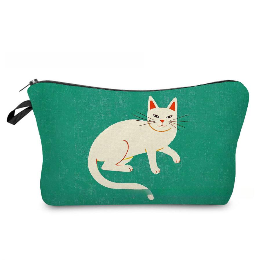 Women Cat Print Cosmetic Bag Toiletries Organize Travel Storage Case 6970 KTB