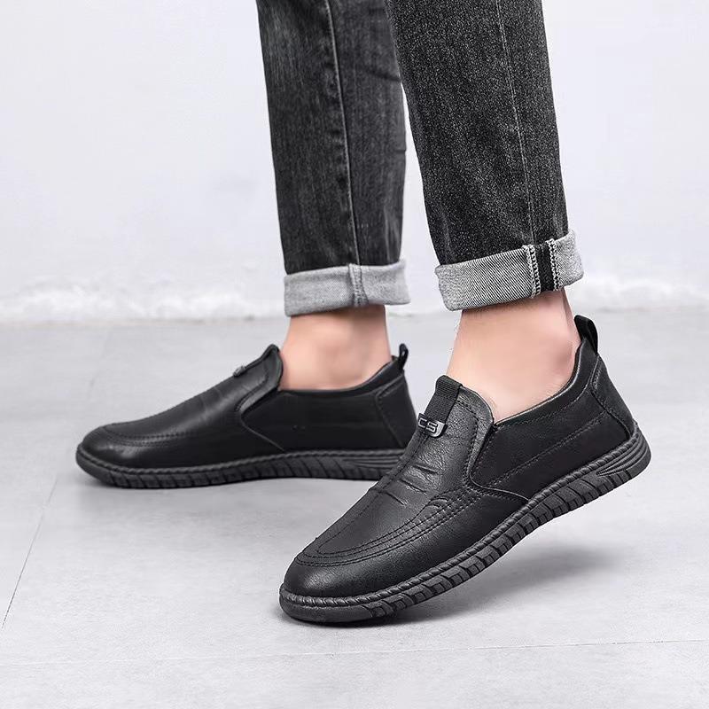 Men's Shoes Spring New Leather Shoes Business Casual Shoes Versatile Soft Sole Men Pedal Bean Shoes Men