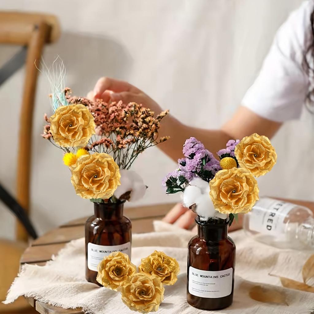 30Pcs Gold Artificial Flowers 8CM Fake Flower  Christmas Decoration Xmas Tree for Home Decor New Year 2026 Gifts Accessories
