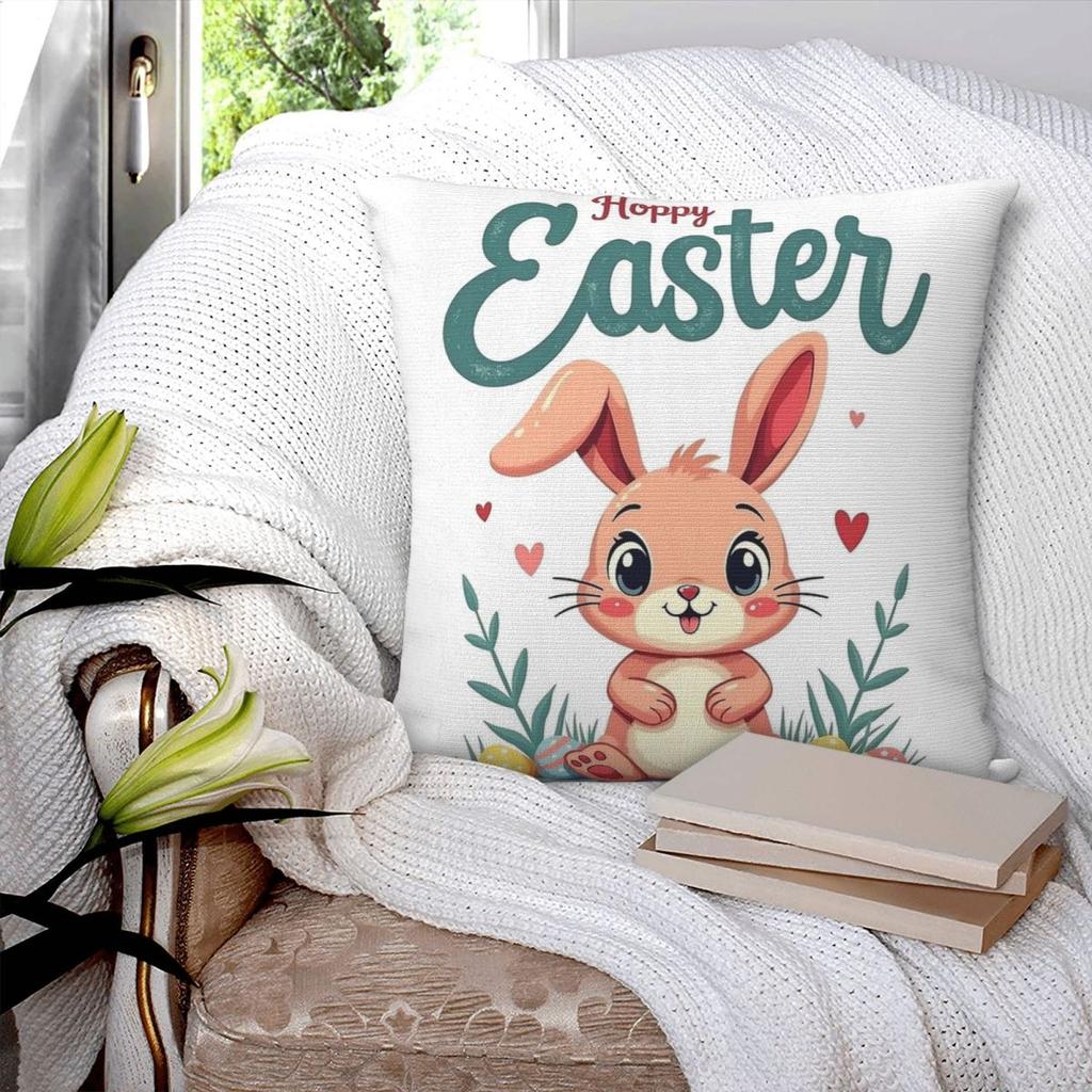 Pillow Cover Happy Easter Day Rabbit Pattern Cushion Cover Cute Funny Pillow Case For Sofa Car Home Decor Pillowcases