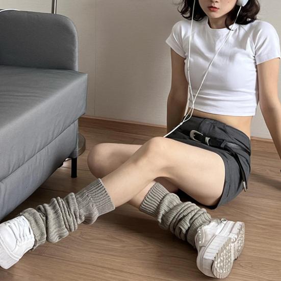 Knitted Scalloped Leg Warmers Women Cute Ribbed Scrunch Slouch Leg Warmers Retro Warm Winter Leg Sleeves for Party Dating Wear