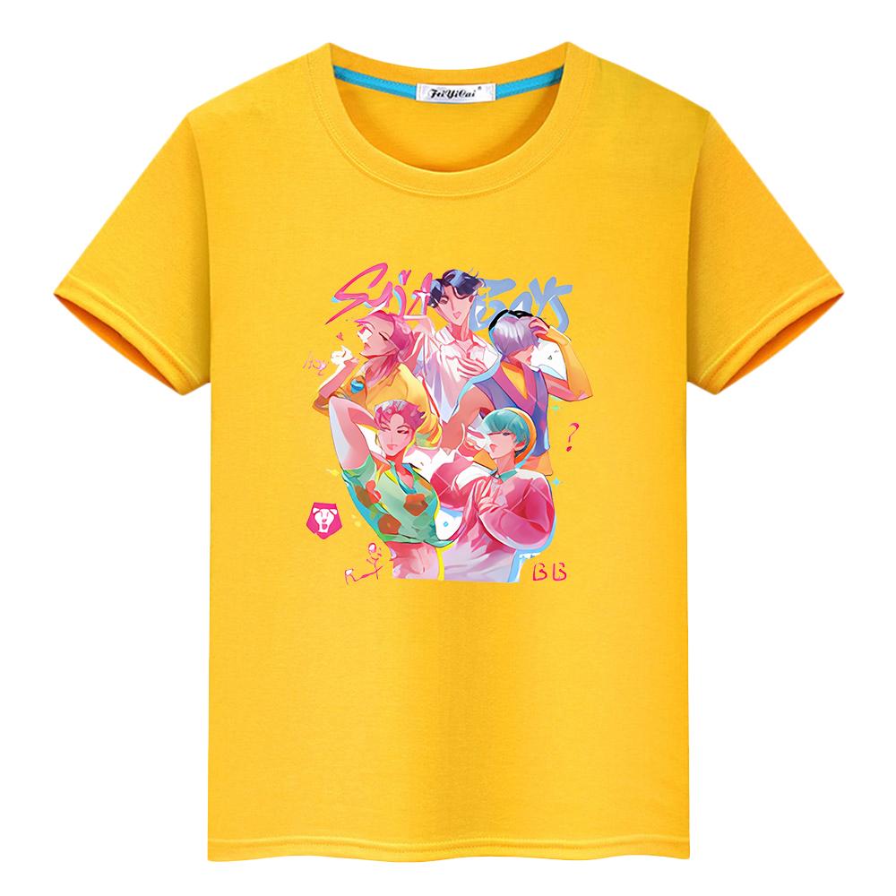 kpop demon hunters Print Kawaii Tees Saja Boys 100%Cotton t shirt for kids boy 10year Cute Tops anime Short y2k girls clothes