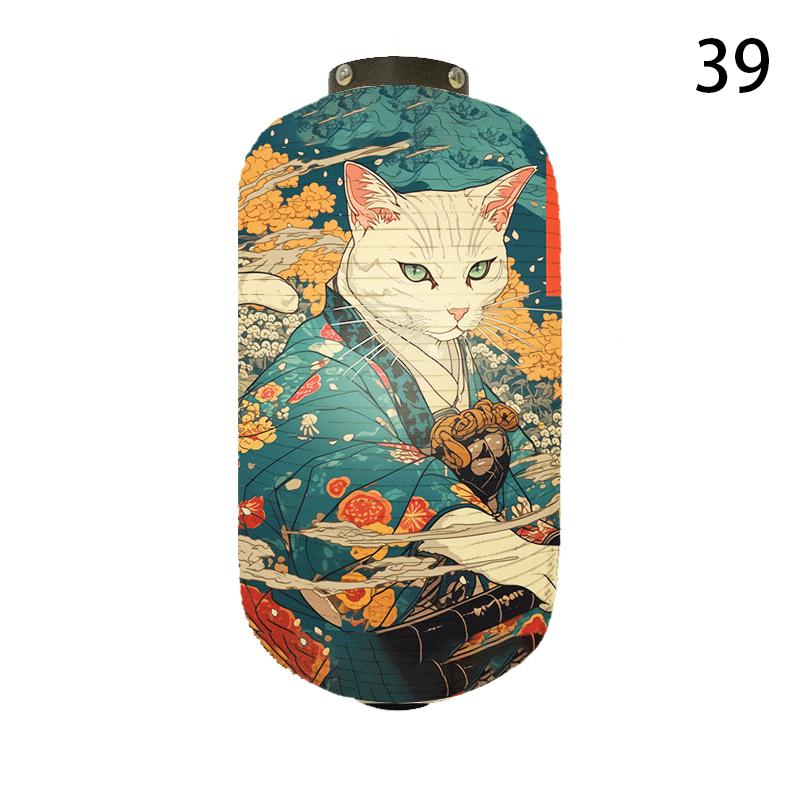 20x35cm Japanese Kimono Samurai Cat Art Pattern Lantern Restaurant Izakaya Cuisine Decor Advertising Sign Ukiyo-e Cloth Lanterns