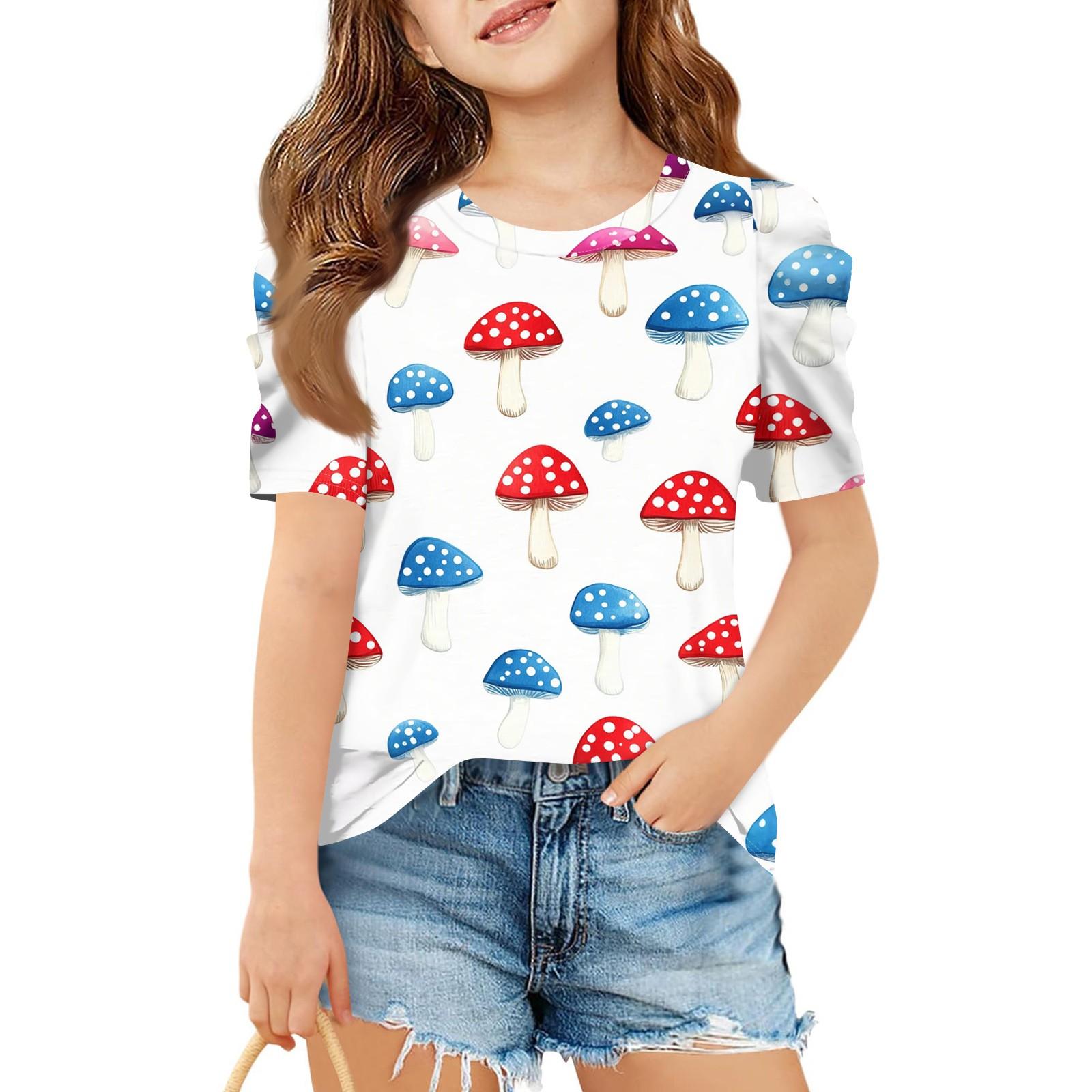 Летний топ с коротким рукавом для девочек, детская милая футболка с принтом и круглым вырезом в повседневном стиле 160 бежевый