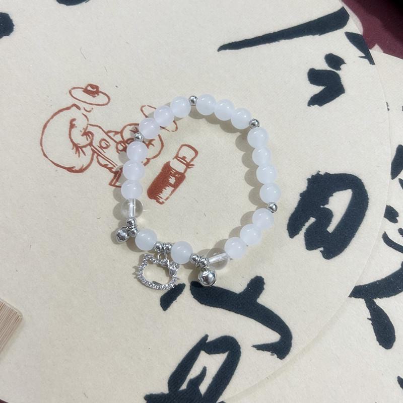 Elegant Beaded Elastic Rope Bracelet - Vintage Chinese Glass Beads for Girls
