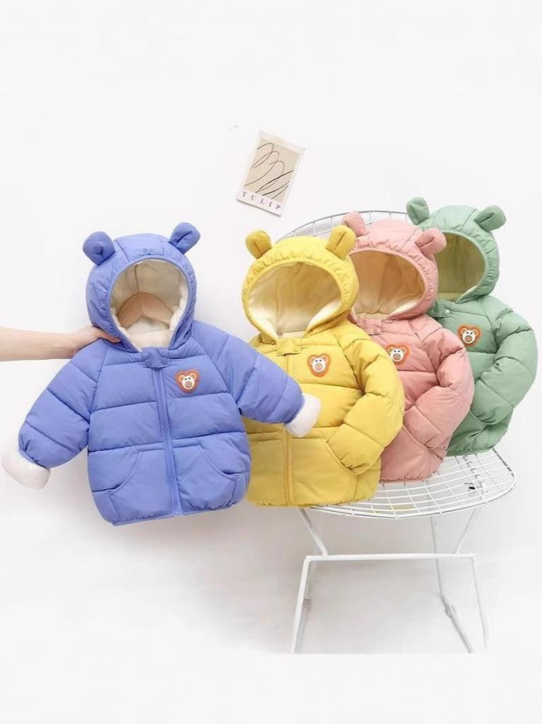 Thickened Fleece-Lined Down Jacket for Infants and Children: Winter Outerwear for Boys and Girls