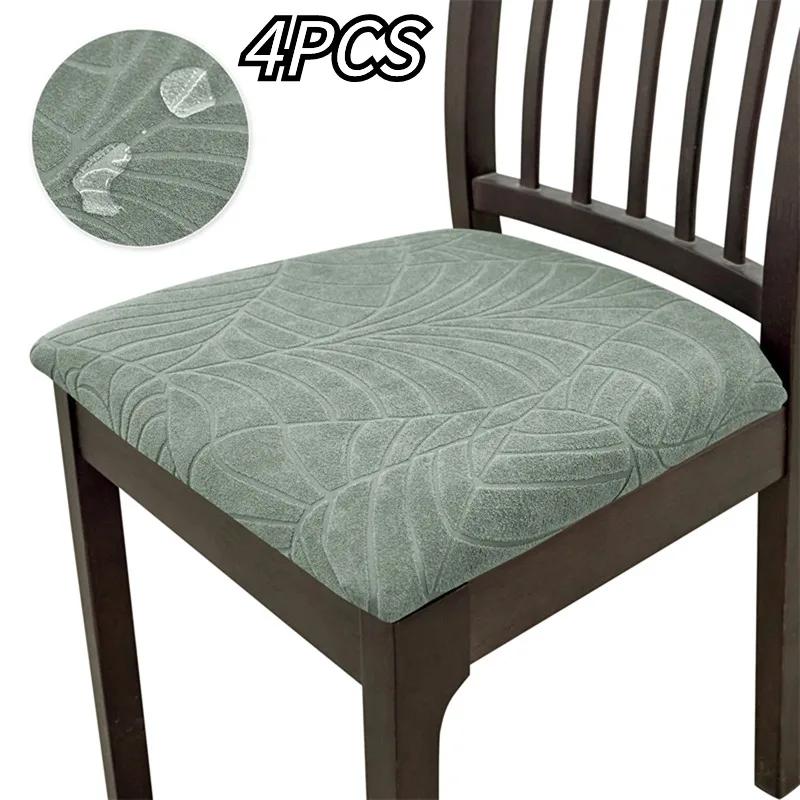 2/4 STUKS Bladeren Jacquard Ding Stoel Zitovertrek Waterafstotend Keukenstoel Slipcovers Vuilafstotend Afneembare Meubelbeschermer 2pcs chair seat cove