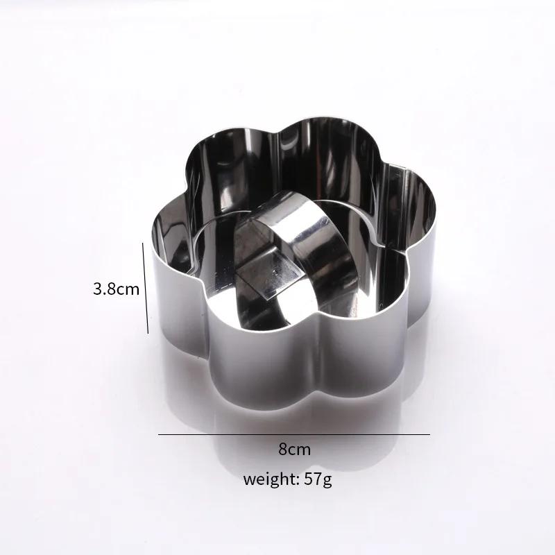 1pcs DIY Tart Rings 8*4cm Dessert Cake Mold Slicer Cutter Stainless Steel Circular with Pusher Kitchecn Pastry Baking Tools