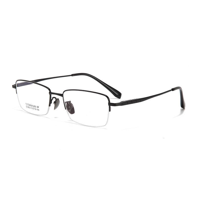 Premium Men's Half-Titanium Business Eyeglass Frames - Comfortable & Compatible with Myopia/Presbyopia Lenses
