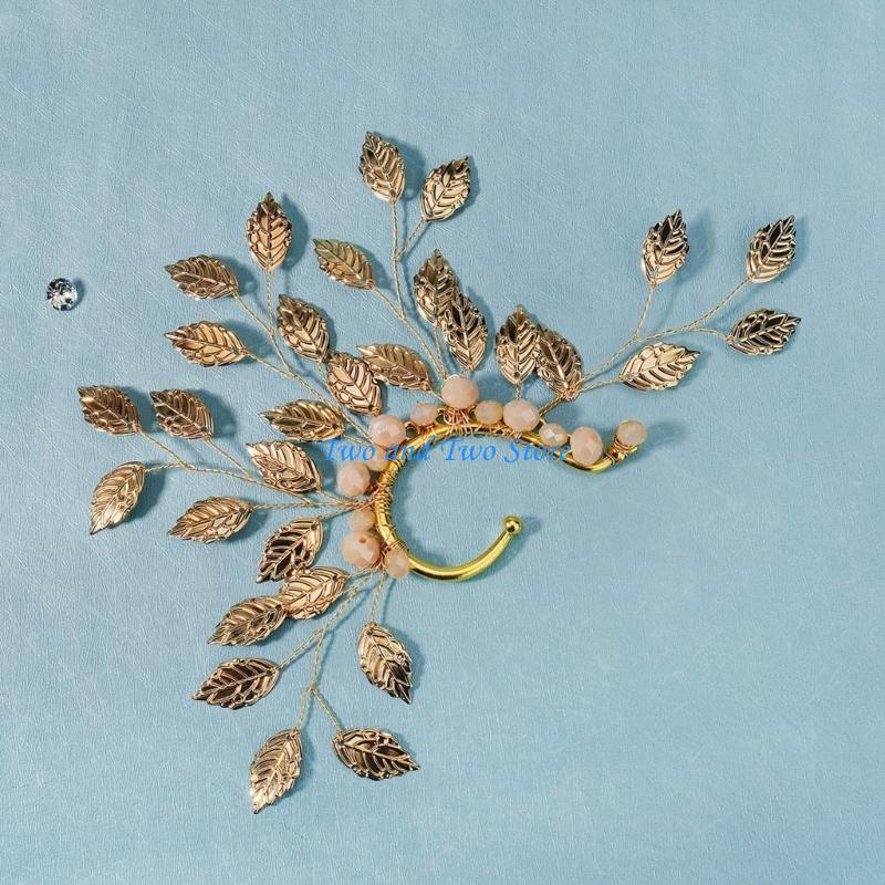 HX6F Delicate Leaf Ear Cuff Earrings Accessory Handmade Ear Clips Adornment for Women