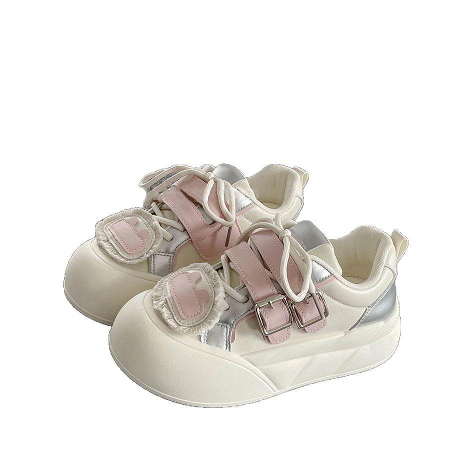 High-value little white shoes women's new niche design sense ugly cute thick-soled round head versatile trendy bread shoes