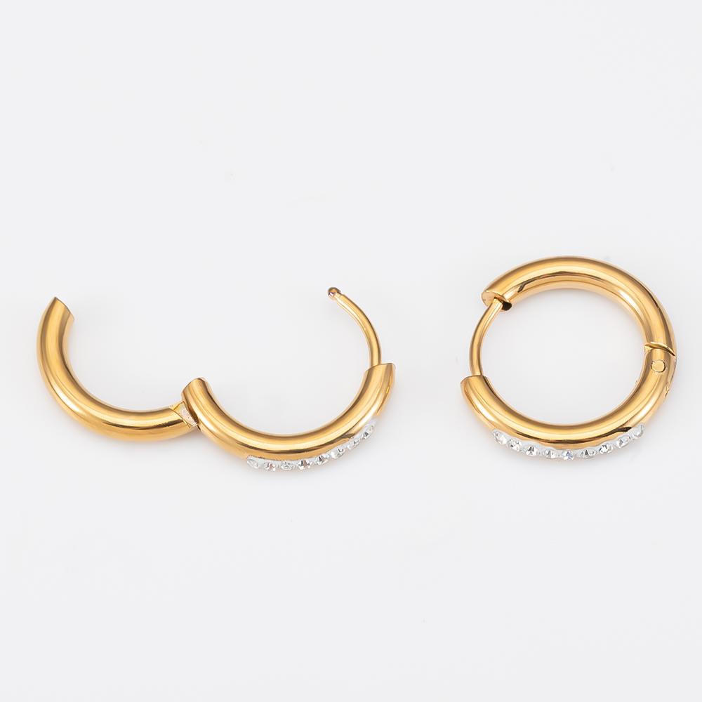 2pcs 4pcs Stainless Steel Hoop Earrings Transparent Crystal Beads Round Ear Clip Fashion DIY Jewelry Earrings Supplies Wholesale