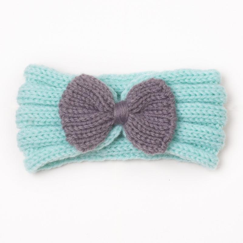 Autumn and winter warm children's contrasting color knitted wool hair accessories, baby solid color bow headscarf, baby headband