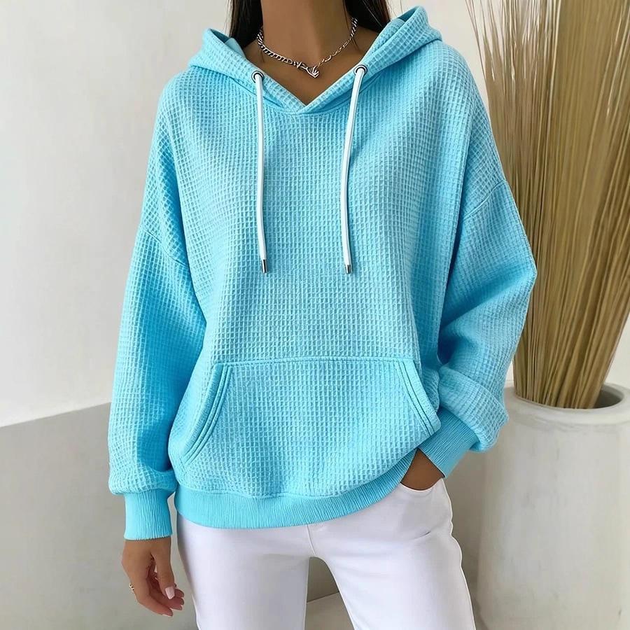 2025 Autumn/Winter Solid Color Trendy Casual Long Sleeve Drawstring Hoodie