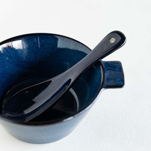 TAMAKI Rice Spoon, Navy, Diameter 14.5cm x Depth 4cm x Height 2.5cm, Dishwasher and Microwave Safe, T-921494