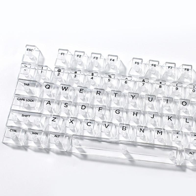 132Keys Transparent Keycaps 10mm Profile Keycap Set for Mechanical Keyboards with Color Lighting Side/Top Print