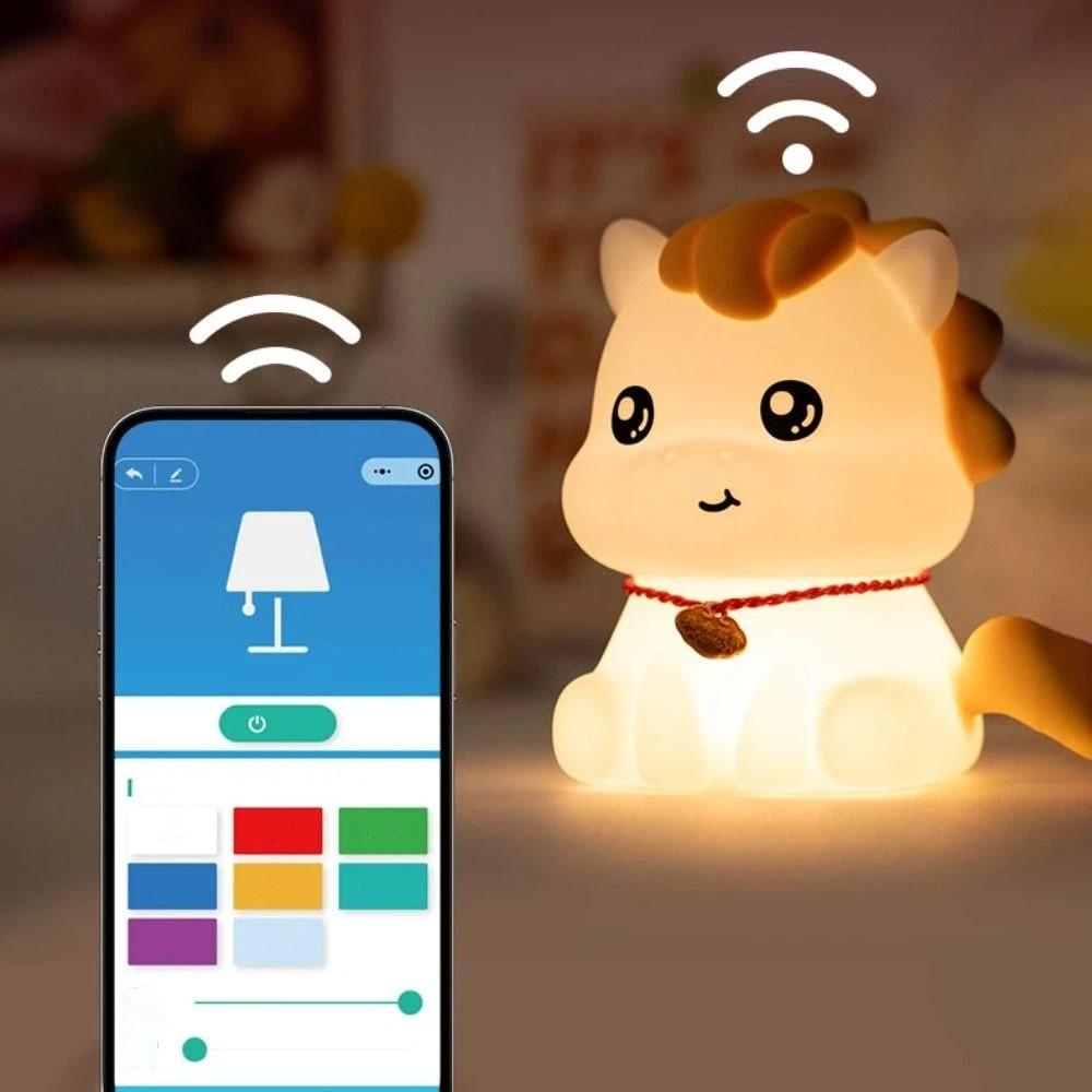 Silicone Material Pony Night Light Touch Control Atmosphere Light Eye-Caring Lamp  Children's Room