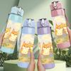 1PC Two Cute Cat Character 750ml Color Plastic Sports Water Bottle Leakproof Flip Straw Lid Suitable for Sports Office Home Use