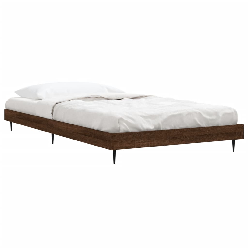 Bed Frame Without Mattress Brown Oak Look 90 X 200 Cm Wood Based Material