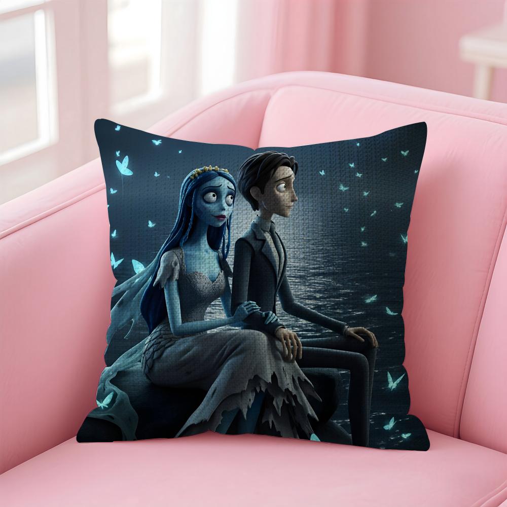 CCorpse BrideE Movie Cushion Cover Natural Linen Pillow Case DoubleSided Print Decorative Sofa Pillowcase Home Decor Gift