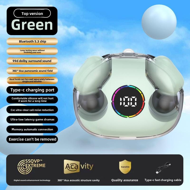 

Новые беспроводные наушники Bluetooth с ультрадолгим сроком службы, невидимые внутриканальные спортивные наушники с шумоподавлением зелёный