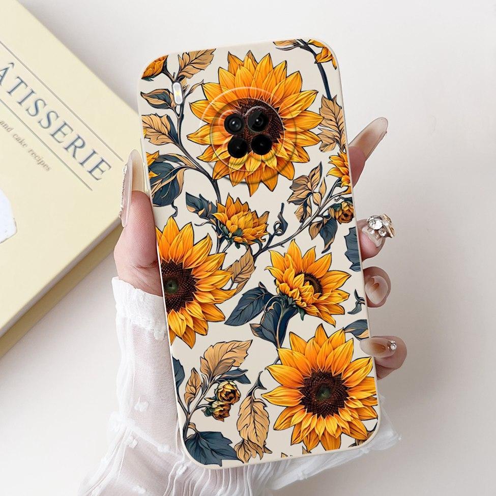 For Huawei Y9a Case Fashion Cute Cartoon Luxury Flowers Silicone Back Cover For Huawei Y9a Phone Case Shockproof Bumper FRL-L22