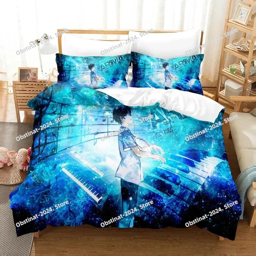 3D Anime Your Lie in April Kaori Miyazono Beding Set Young Boys Young Girls Twin Quen Sized Dimensions Soft Duvet Cover Pilowcase Bed Children Kids