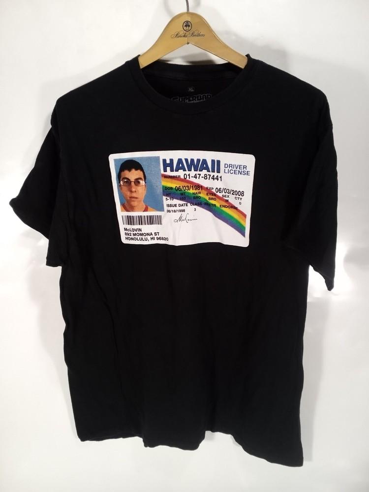 Superbad McLovin Driver License T-shirt Black Mens XL Short Sleeve Crew Neck Tee S