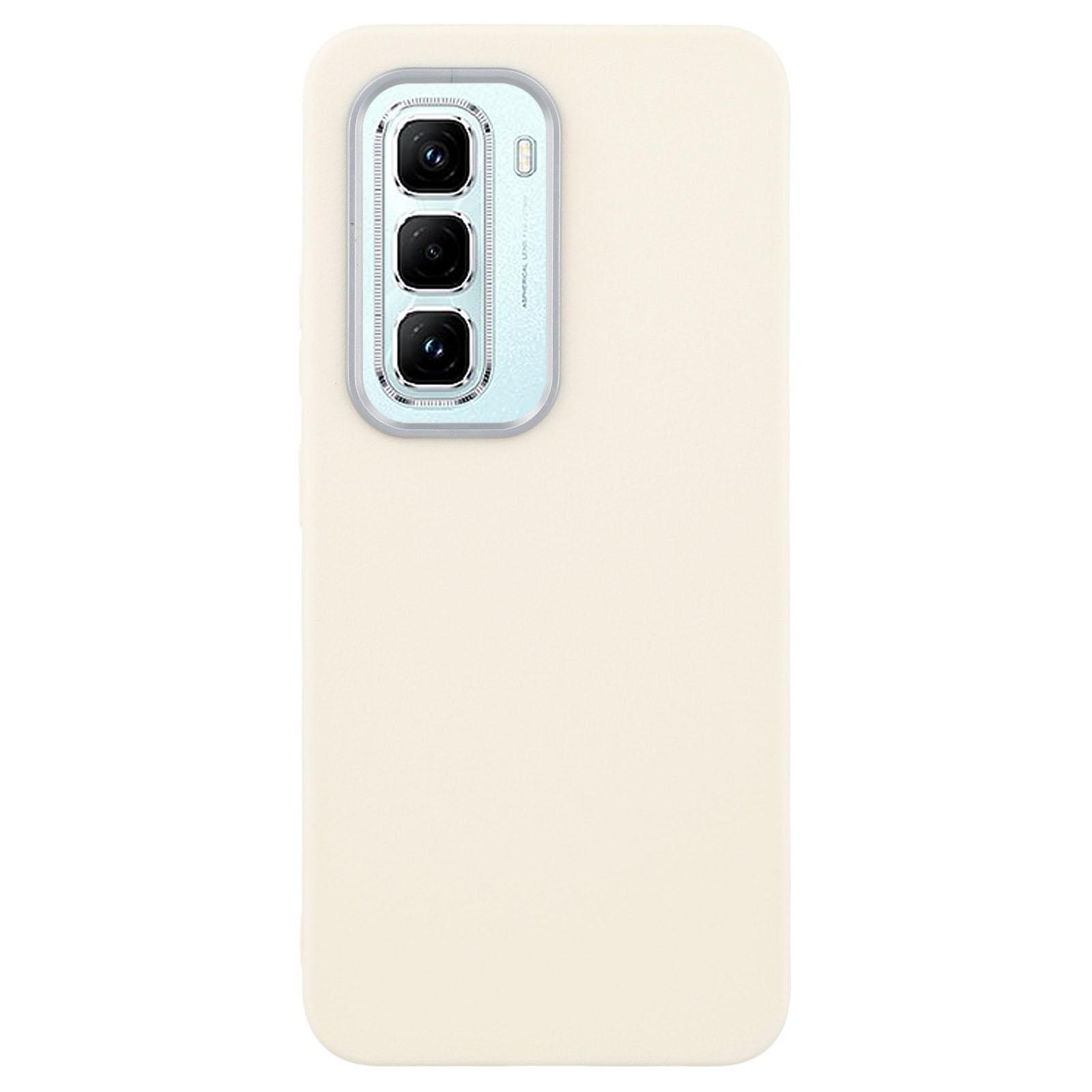 

For Infinix Hot 50 Pro 4G Case Leather Textured TPU Shockproof Phone Cover White
