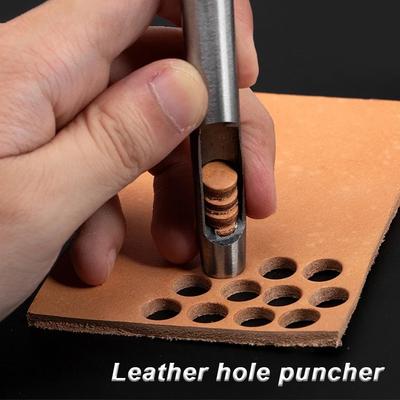6 Stück 1-5mm Lederlochwerkzeuge Stahl Hohl Rundlochstanzer Runde Schneider für Uhrenarmbänder Gürtel Papier Leder Handwerkzeuge