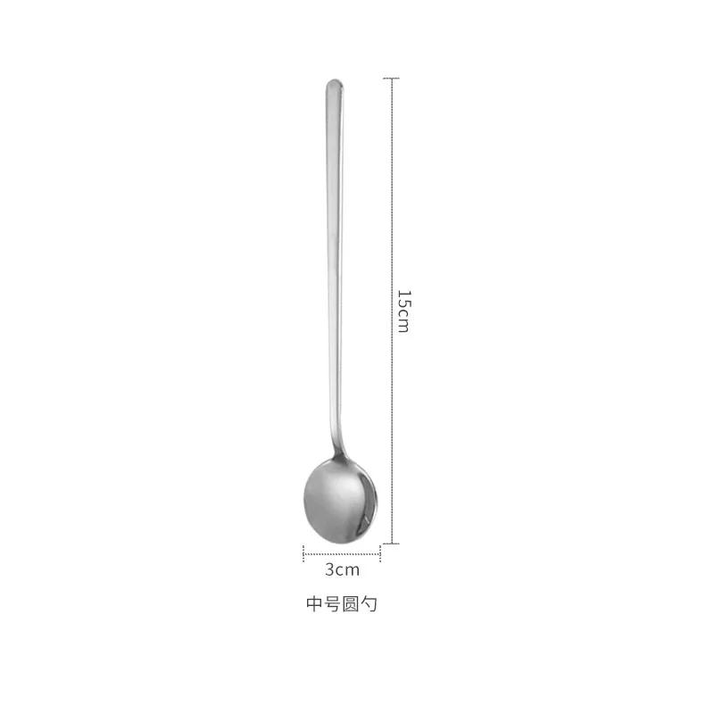 304 Stainless Steel Spoons Ice Cream Spoons Long Handle Coffee Spoons Stirring Spoons Golden Texture Teaspoon Kitchen Utensils