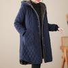 Winter Coats Parkas Long Quilted Thicken Jacket Retro Stripe Hooded Casual Women Clothing Autumn Winter Large Size