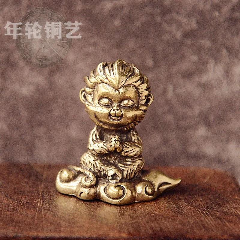 Sun Wukong Handmade Solid Brass Craft Ornament, Chinese Style Desktop Decoration, Journey To the West Sculpture Gift