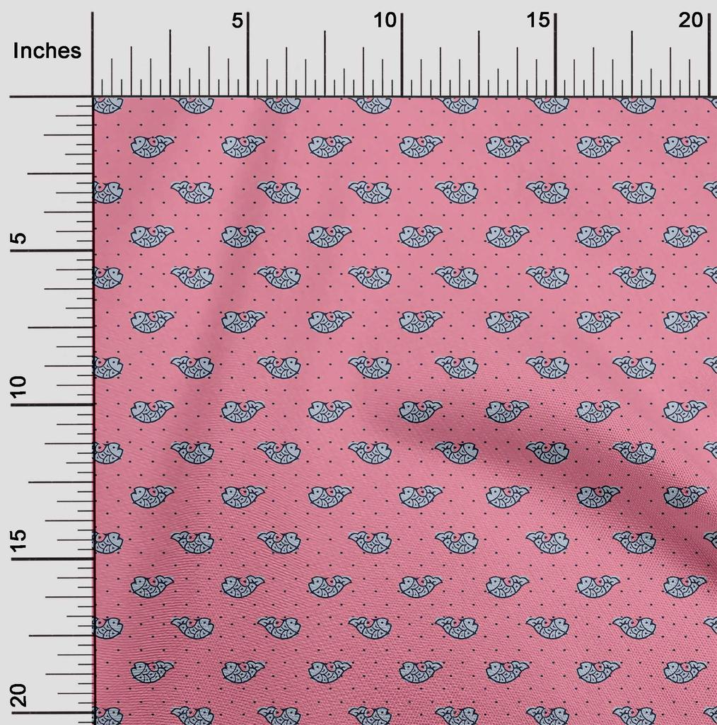 oneOone Cotton Flex Fabric Fish Block Printed Craft Fabric BTY 40 Inch Wide