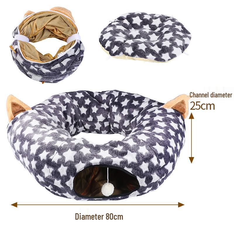 Foldable Crinkle Paper Cat Tunnel Toy - Self-Play & Teasing Activity for Cats