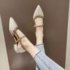 Women's Sandals 2025 New Rivet In Heel Shoe Pointed Toe Comfortable Platform Bun Head Low Heels Behind Empty Elegant Women Shoes