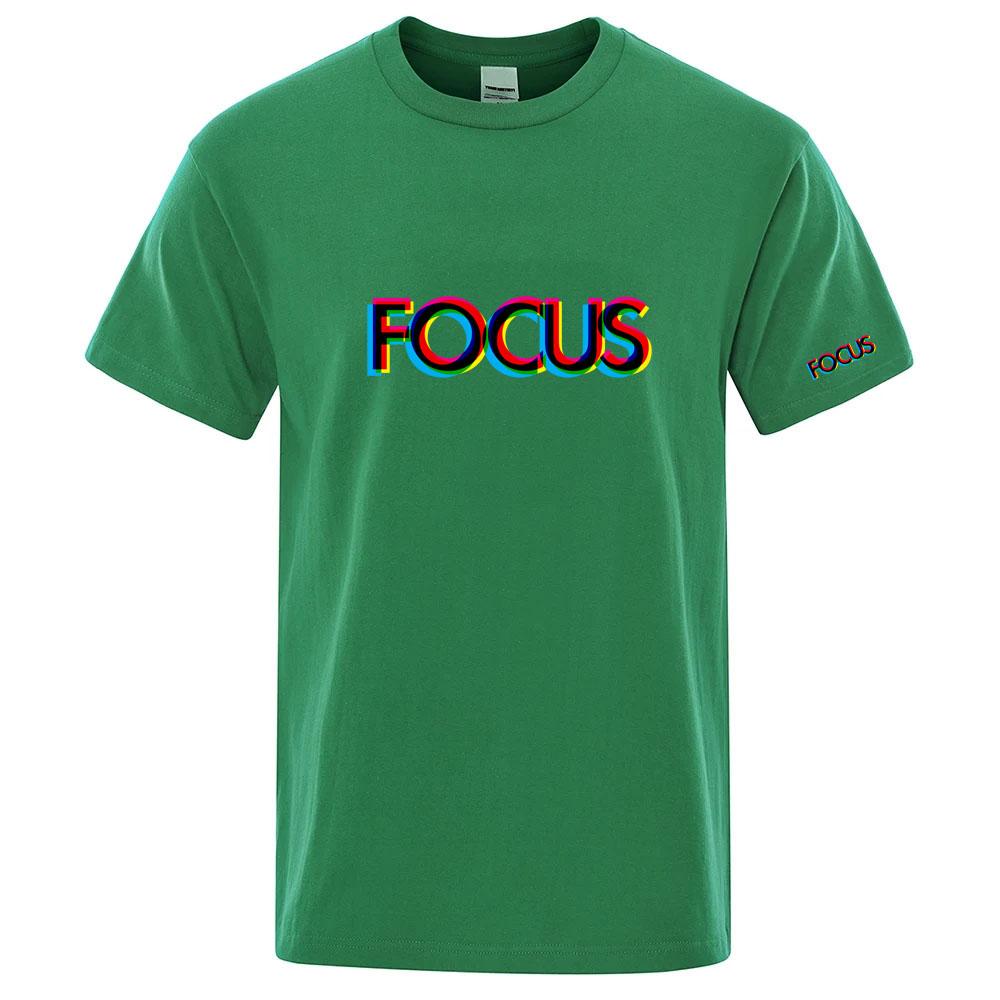 Focus Letter 2025 Unisexs Fashion Trendy Round Neck Tshirt Versatile Short Sleeve Shirt Outdoor Trendy Breathable Fashion Top