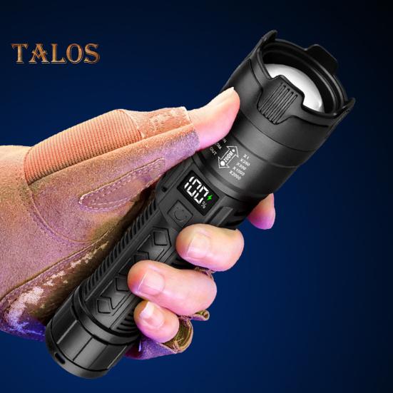 LED Flashlight Super Bright Digital Display IPX65 Waterproof Rechargeable Zoomable Outdoor Emergency Use Tactical Torch Light