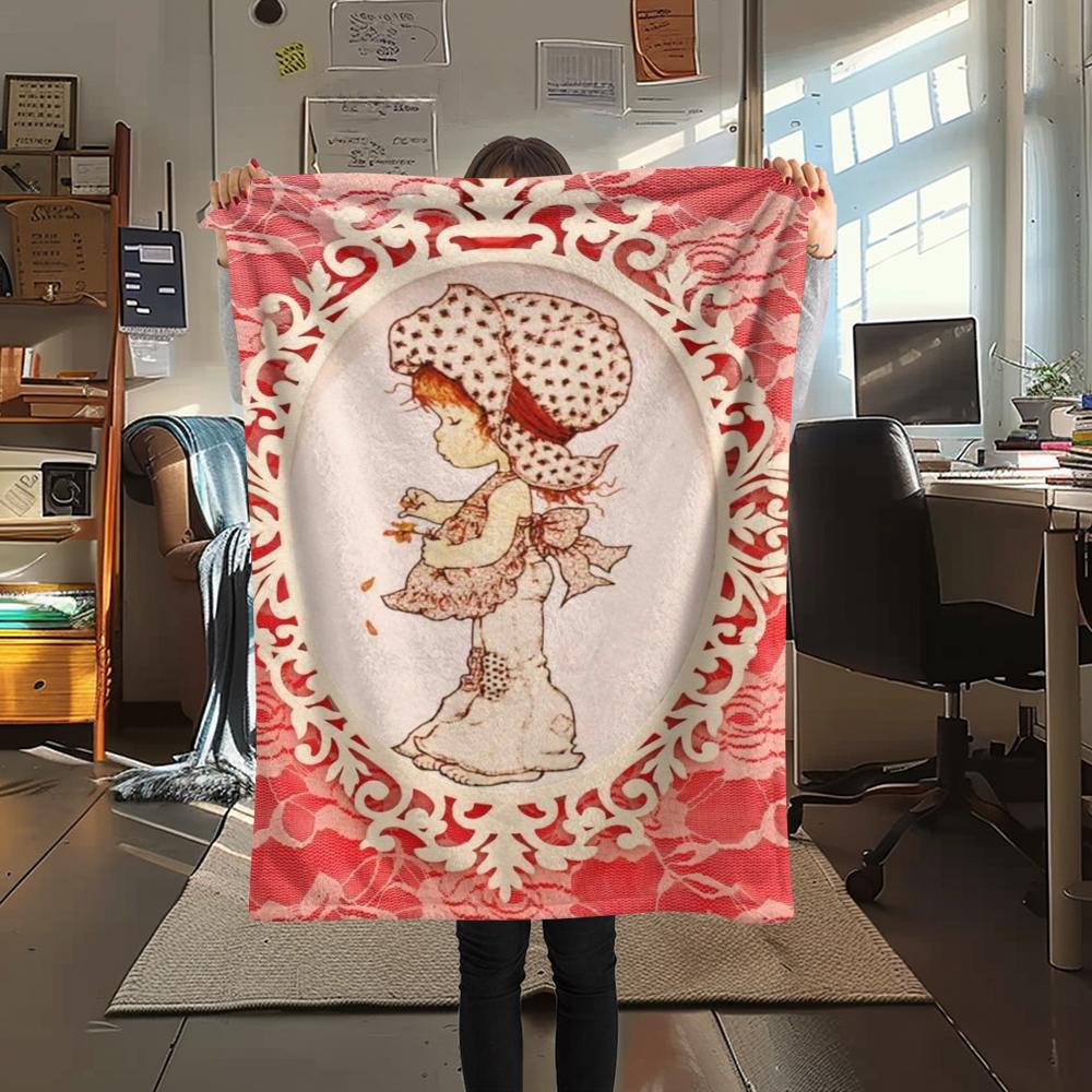 1PC Sarah Kay Print Flannel Blanket, High Quality Comfortable for All Seasons, Home Decor, Warmth and Comfort, Perfect for Christmas Gifts143