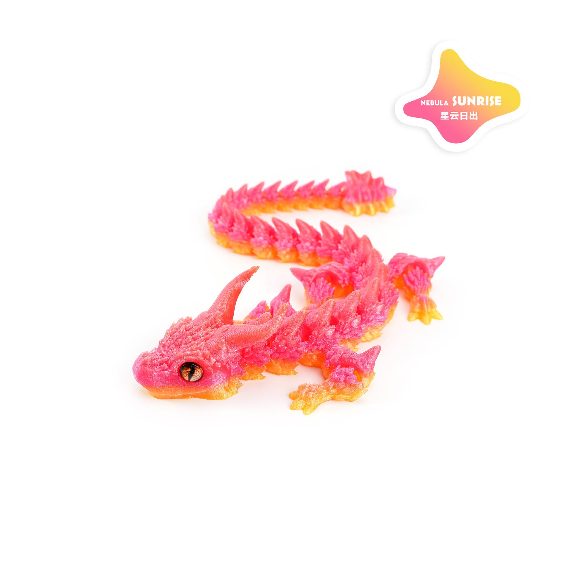 

30cm 3D Printing Home Decoration Dragon Small Ornaments Joints Free Movable Realistic Big Horned Dragon New Toy Model