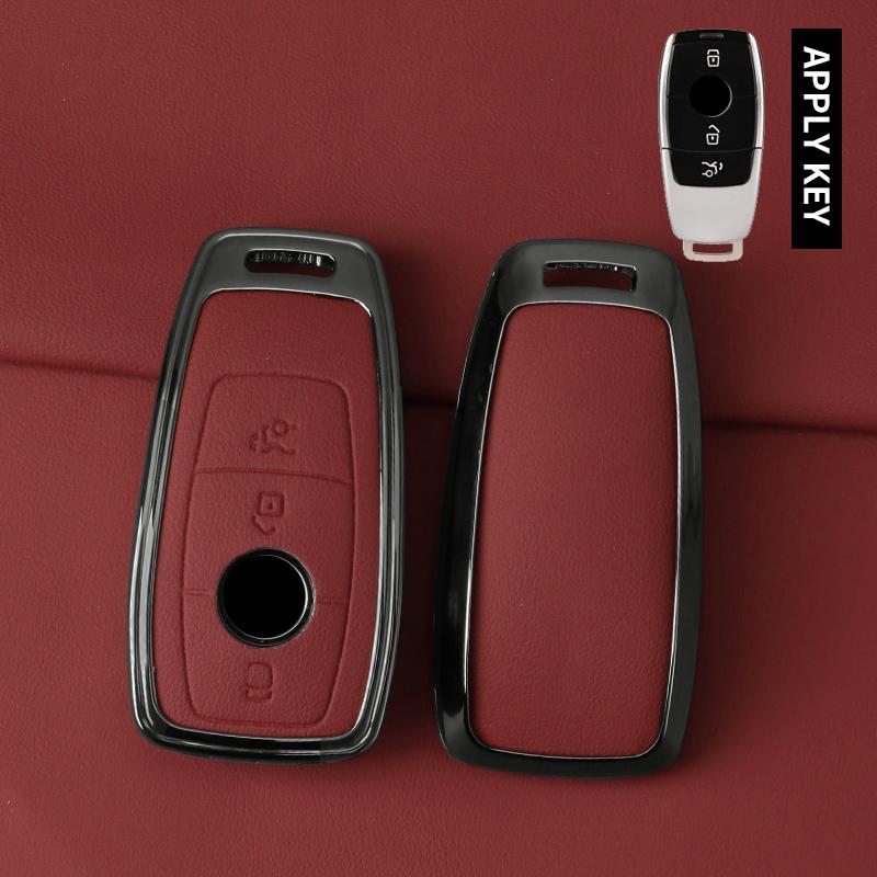 

Interior Mouldings Metal Leather Car Key Case Cover For Mercedes Benz A C E S G Class GLC CLE CLA W177 W205 W213 W222 X167 AMG K красный