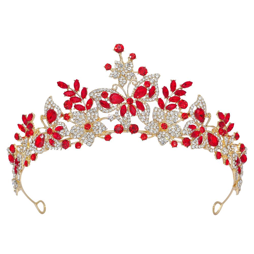 Sweet Butterfly Floral AB Color Crystal Crown Rhinestone Princess Pageant Diadem Wedding Hair Accessories Tiaras Jewelry