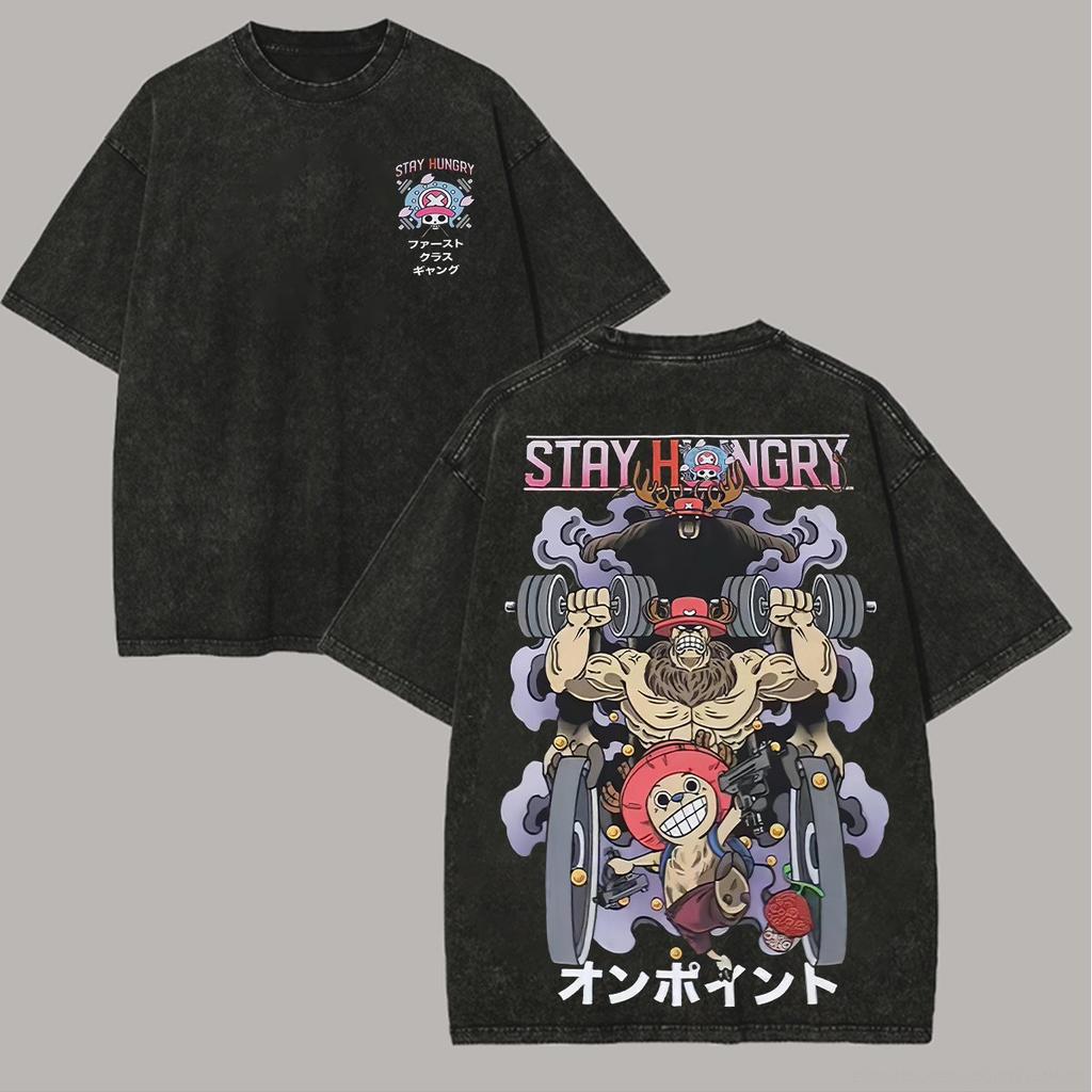 One Piece Graphic T Shirt Men Women Vintage Wash Cotton Short Sleeve Tee Summer Streetwear Casual Tops